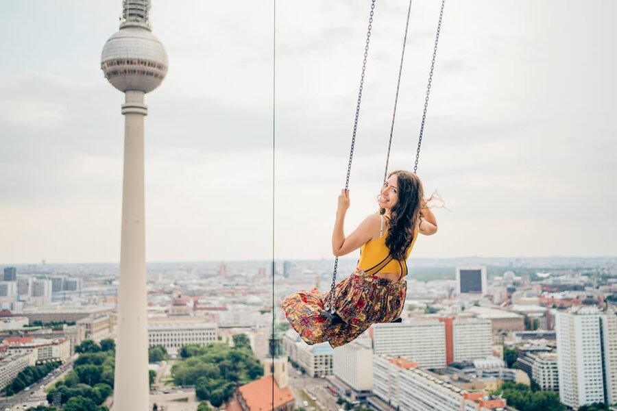 Berlin: Highest Swing in Europe - Five minutes of swinging over Alexanderplatz