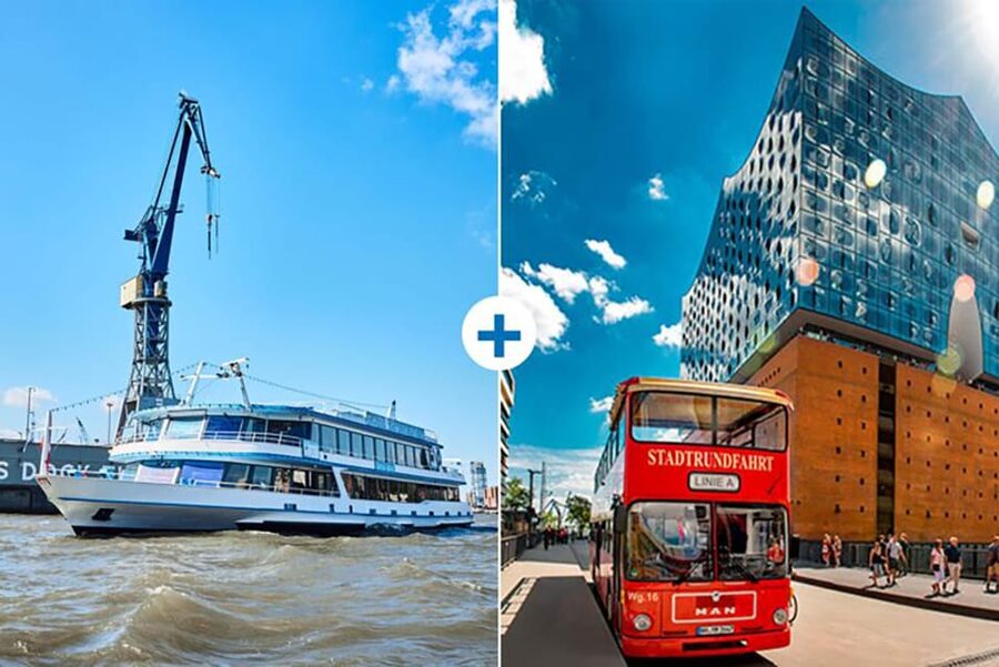 Hamburg: Harbor Cruise and Bus City Hop-On Hop-Off Tour - See Speicherstadt from the water