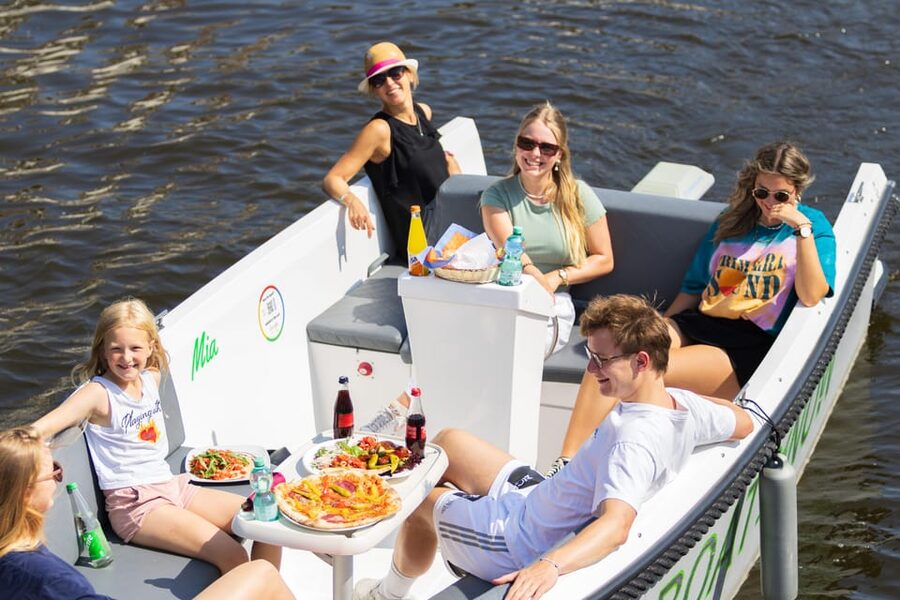 Rostock: Electric Boat Rental on the Warnow River - Electric power keeps the mood calm